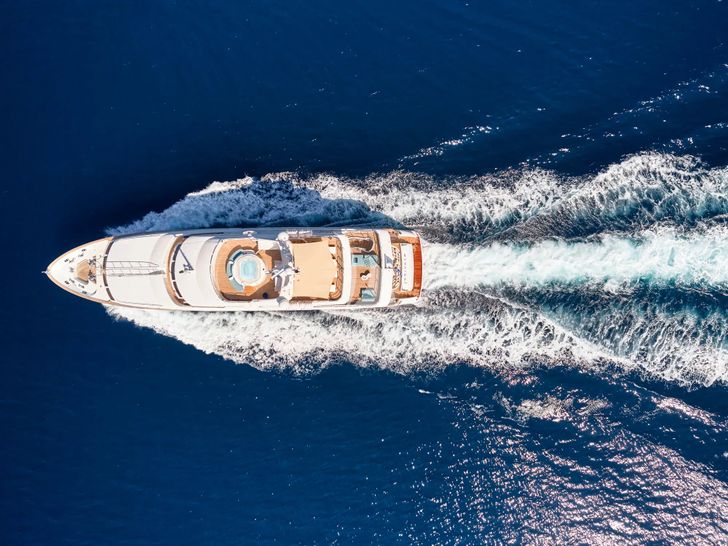 RIVA I Benetti Classic 120 - top aerial shot cruising RIVA I Benetti Classic 120 - top aerial shot cruising