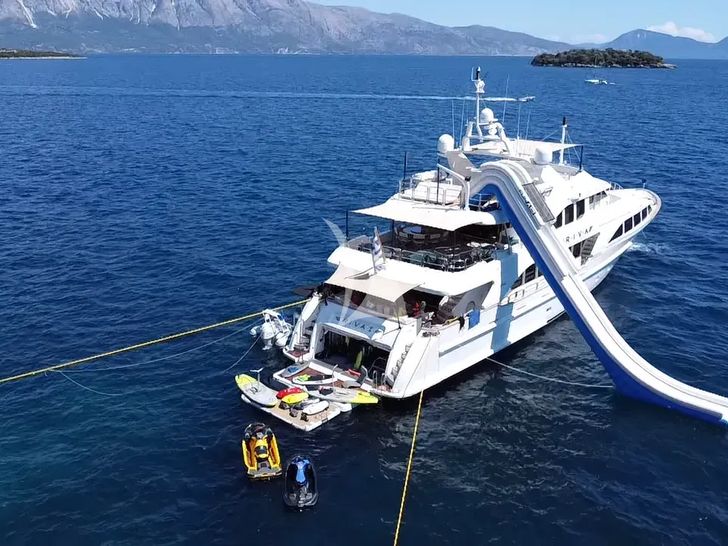RIVA I Benetti Classic 120 - with the water slide set up RIVA I Benetti Classic 120 - with the water slide set up