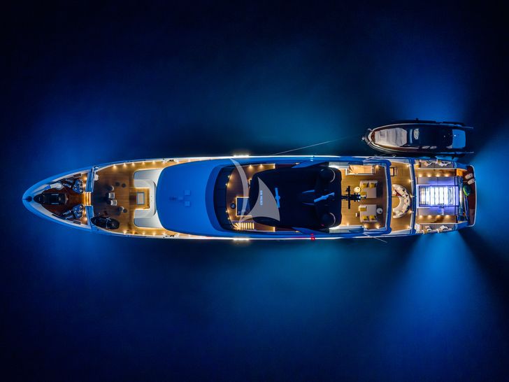 RMF Sanlorenzo 52 Steel - aerial shot at night RMF Sanlorenzo 52 Steel - aerial shot at night