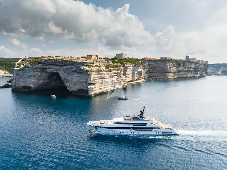 RMF Sanlorenzo 52 Steel - cruising near an island RMF Sanlorenzo 52 Steel - cruising near an island