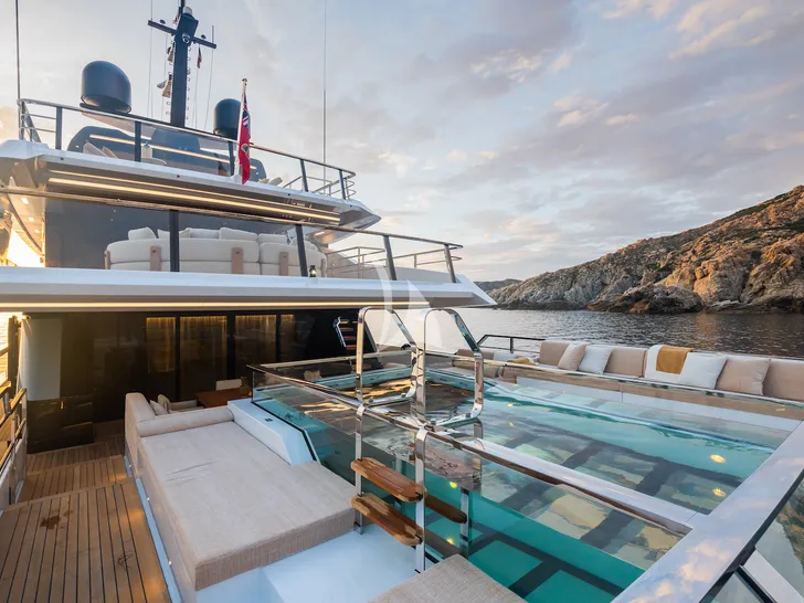 RMF Sanlorenzo 52 Steel - main aft deck pool close up RMF Sanlorenzo 52 Steel - main aft deck pool close up