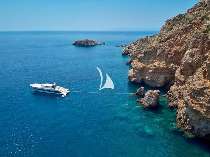 RUBY Tecnomar Velvet 83 - anchored near an island RUBY Tecnomar Velvet 83 - anchored near an island