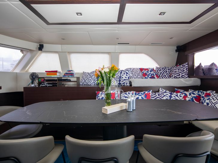 S/Y FENG Sunreef 70 - indoor dining area S/Y FENG Sunreef 70 - indoor dining area