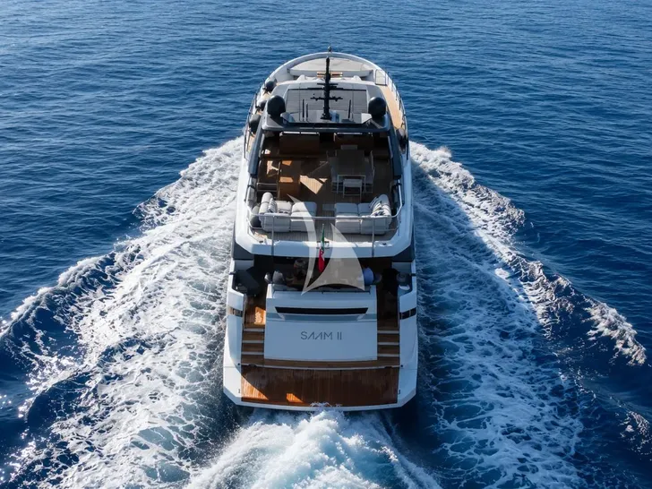 SAAM II Sanlorenzo SL96 - cruising aft shot SAAM II Sanlorenzo SL96 - cruising aft shot
