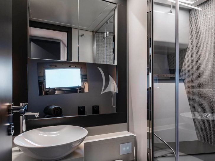 SAINTS Pershing 6X VIP guest cabin bathroom SAINTS Pershing 6X VIP guest cabin bathroom