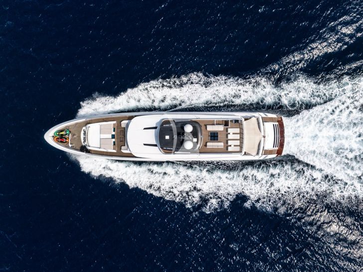 SANCTUARY Mangusta Oceano 43 - aerial shot cruising SANCTUARY Mangusta Oceano 43 - aerial shot cruising