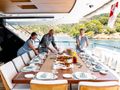 SANCTUARY Mangusta Oceano 43 - aft alfresco dining set up SANCTUARY Mangusta Oceano 43 - aft alfresco dining set up