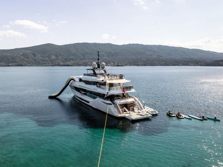 SANCTUARY Mangusta Oceano 43 - anchored with the water toys SANCTUARY Mangusta Oceano 43 - anchored with the water toys