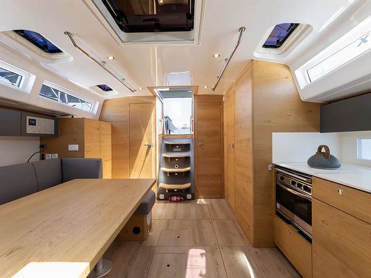 SEA BEE Elan impression 43 - dining area and galley SEA BEE Elan impression 43 - dining area and galley