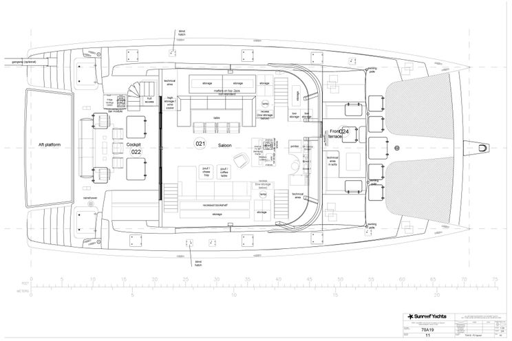 Layout for SEA BLISS Sunreef 70 - main deck layout