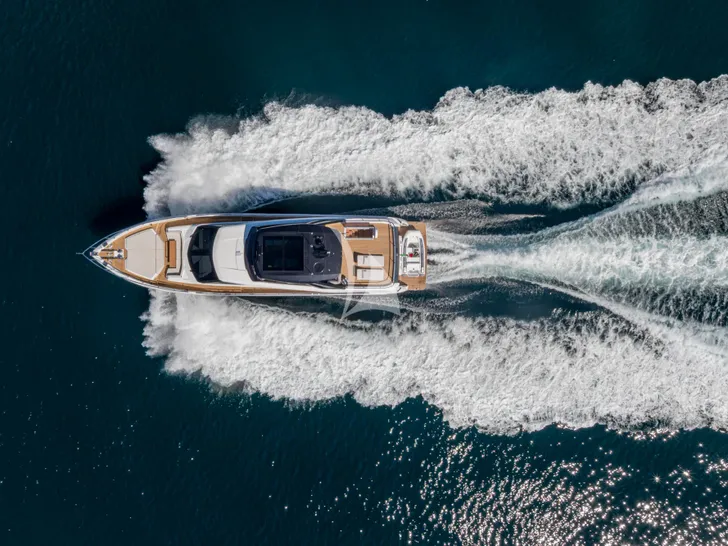 DIAMOND Ferretti 780 - top aerial shot cruising DIAMOND Ferretti 780 - top aerial shot cruising