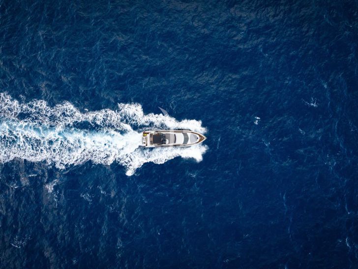 SEA SONS Ferretti 700 - aerial shot cruising SEA SONS Ferretti 700 - aerial shot cruising