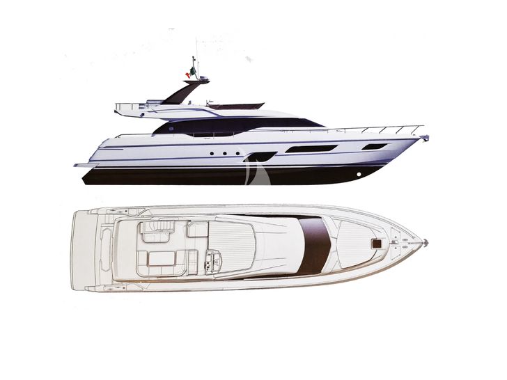 SEA SONS Ferretti 700 - exterior layout SEA SONS Ferretti 700 - exterior layout