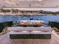 SEAS THE DAY Posillipo Technema 85 - aft deck alfresco dining set up SEAS THE DAY Posillipo Technema 85 - aft deck alfresco dining set up