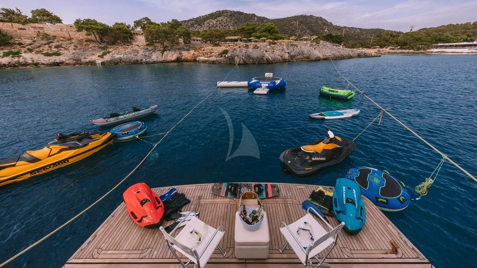 SEAS THE DAY Posillipo Technema 85 - aft deck with the water toys
