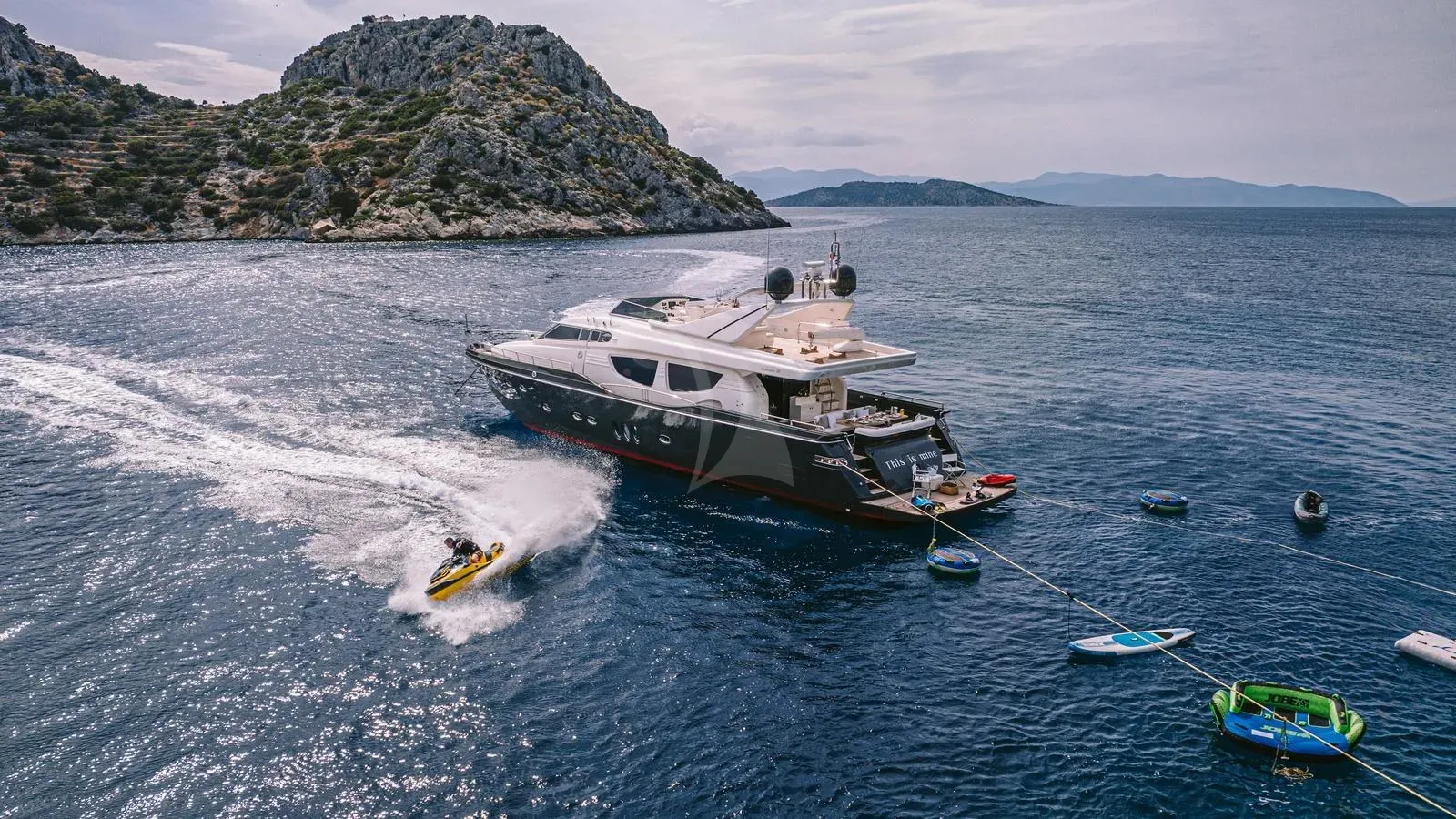 SEAS THE DAY Posillipo Technema 85 - anchored with the water toys