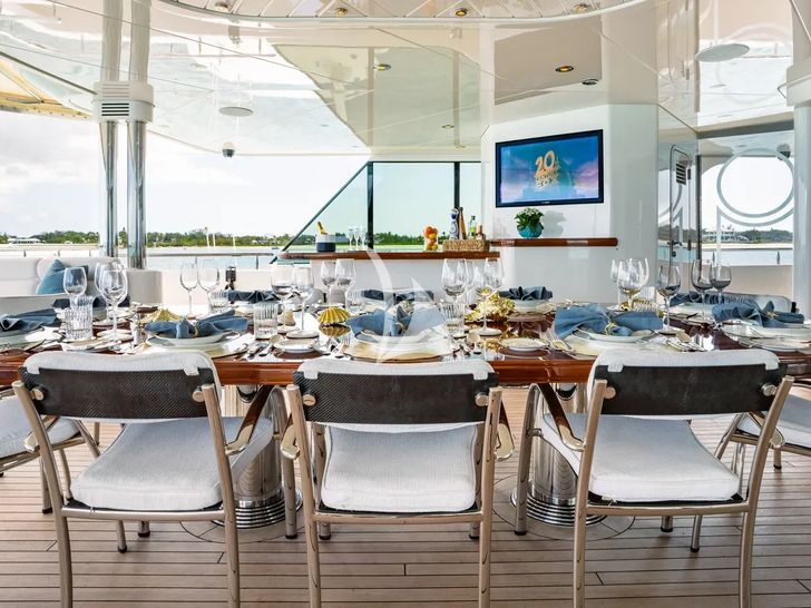 SECOND LOVE Westport W164 - main aft deck dining area SECOND LOVE Westport W164 - main aft deck dining area