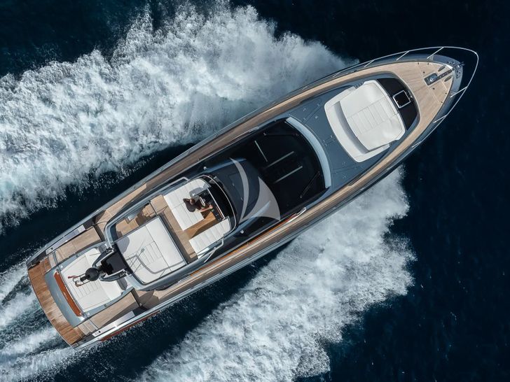 SEDICI Riva 66 Ribelle - cruising aerial shot SEDICI Riva 66 Ribelle - cruising aerial shot