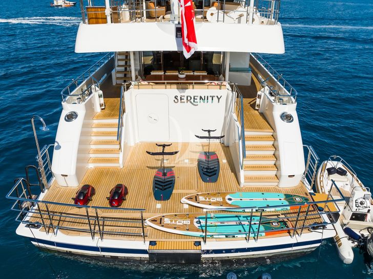 SERENITY Moonen 41m - main aft deck with the water toys SERENITY Moonen 41m - main aft deck with the water toys
