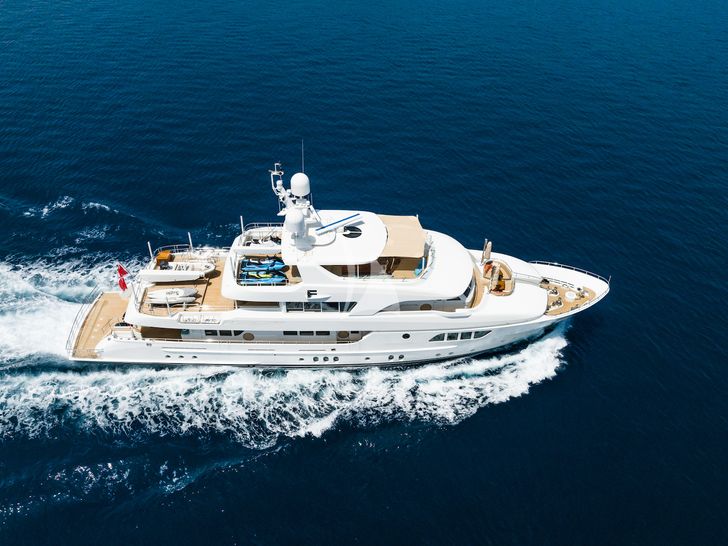 SERENITY Moonen 41m - cruising aerial side view SERENITY Moonen 41m - cruising aerial side view