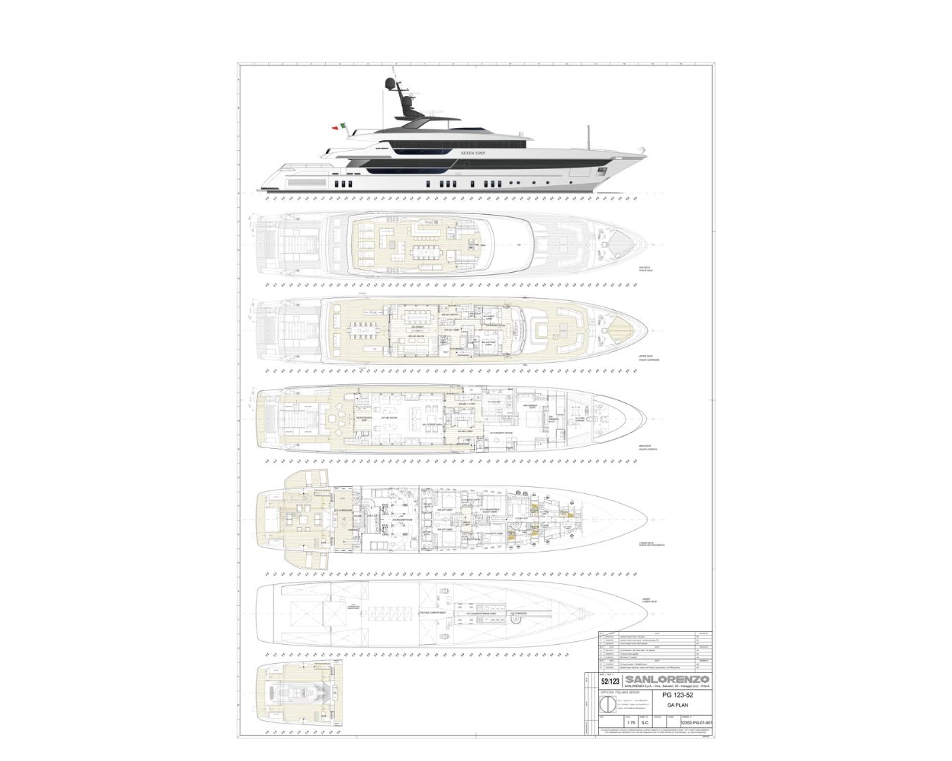 Layout for SEVEN SINS Sanlorenzo 52 Steel - layout