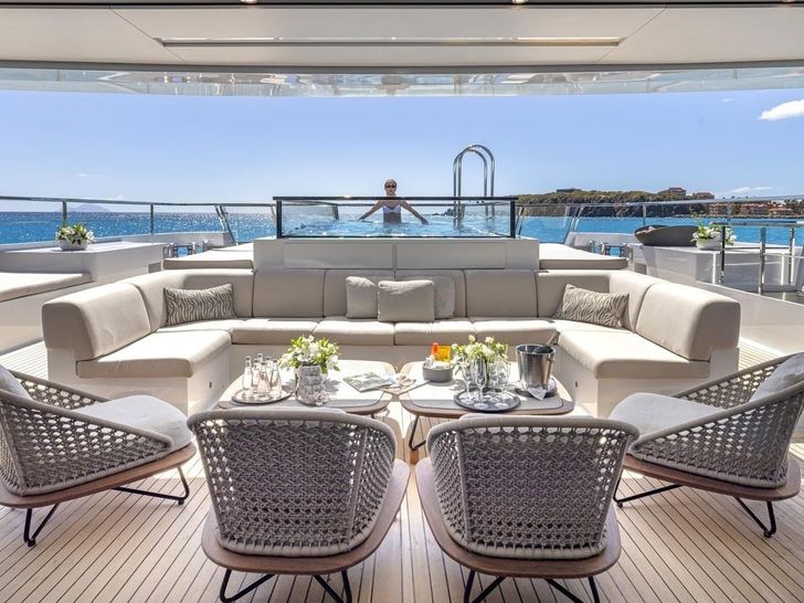 SEVEN SINS Sanlorenzo 52 Steel - main aft deck SEVEN SINS Sanlorenzo 52 Steel - main aft deck