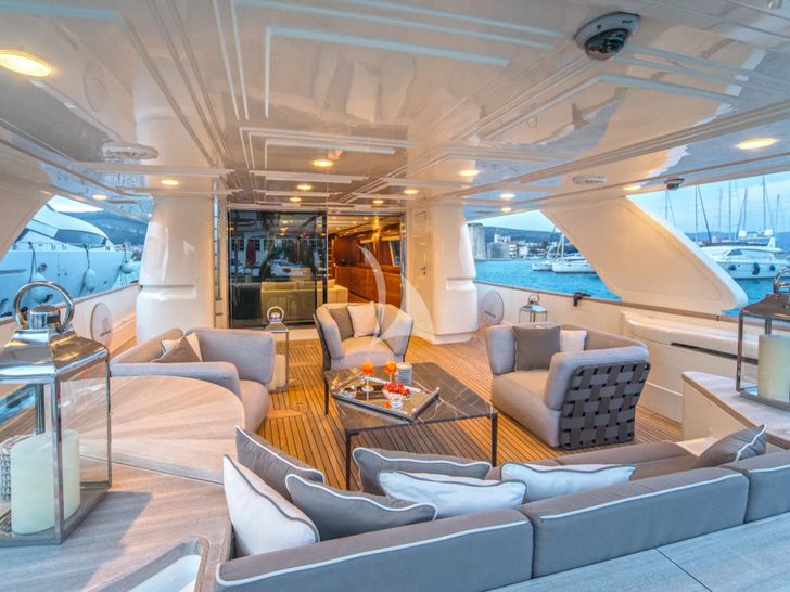 SEVENTH SENSE Ferretti 33m - main aft deck seating SEVENTH SENSE Ferretti 33m - main aft deck seating