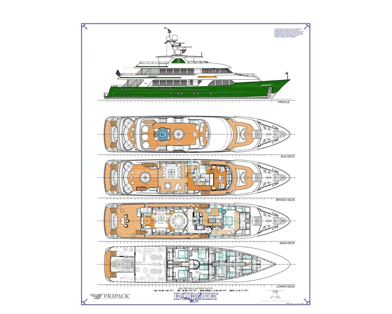 Layout for SHADOWL Burger 43m - decks layout
