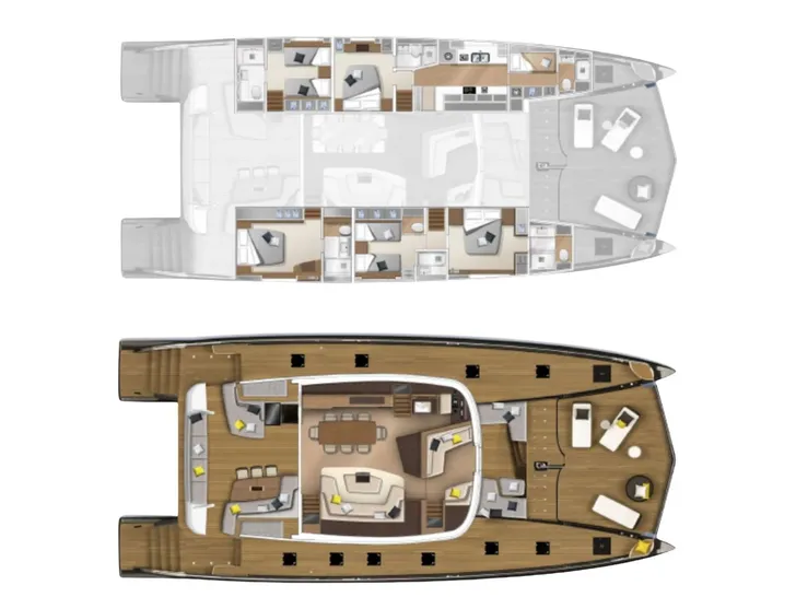 SIETE MARES Lagoon Seventy 8 - cabin and main deck layout SIETE MARES Lagoon Seventy 8 - cabin and main deck layout
