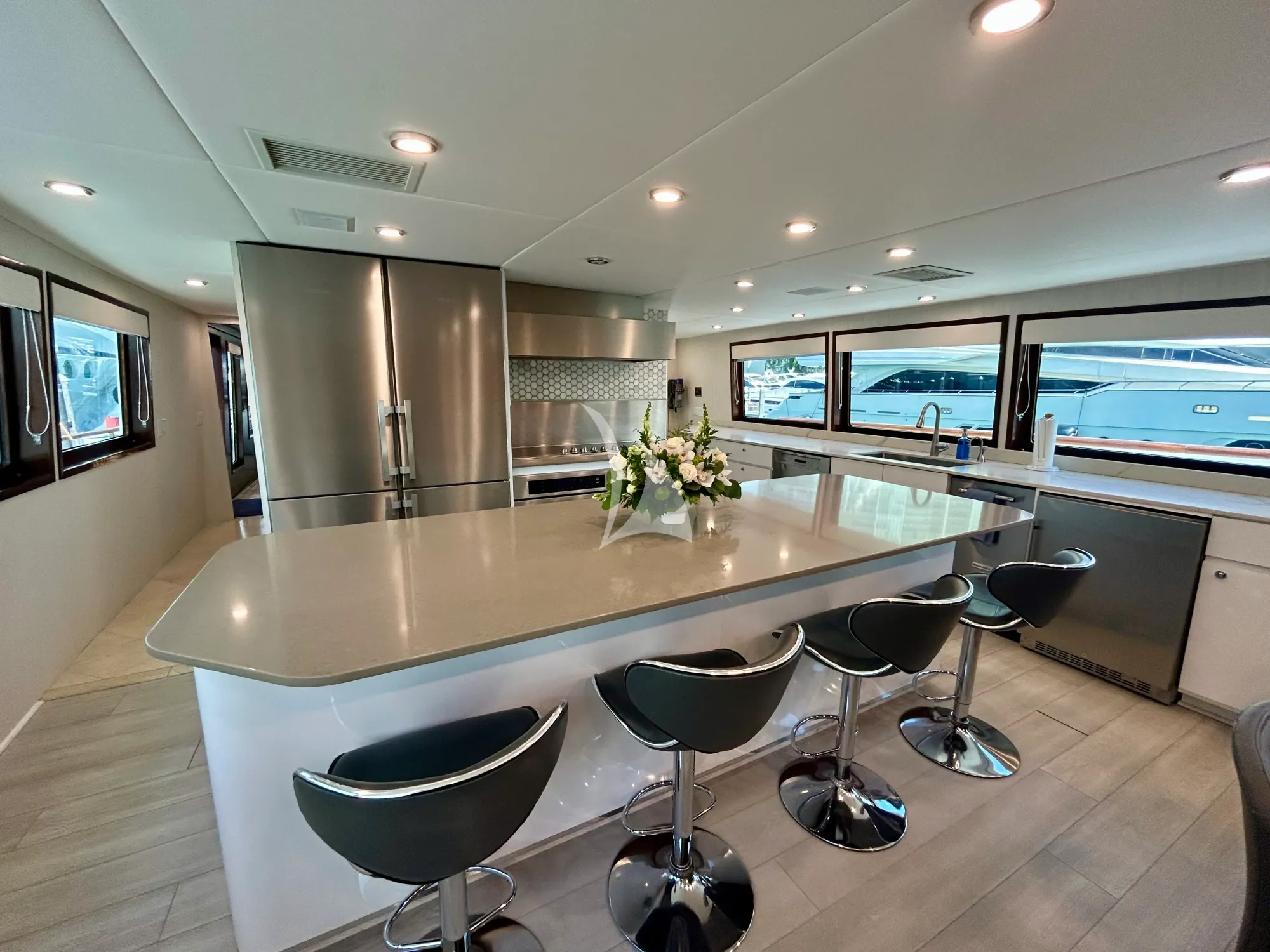 SKY Broward Marine 35m - galley and dining area
