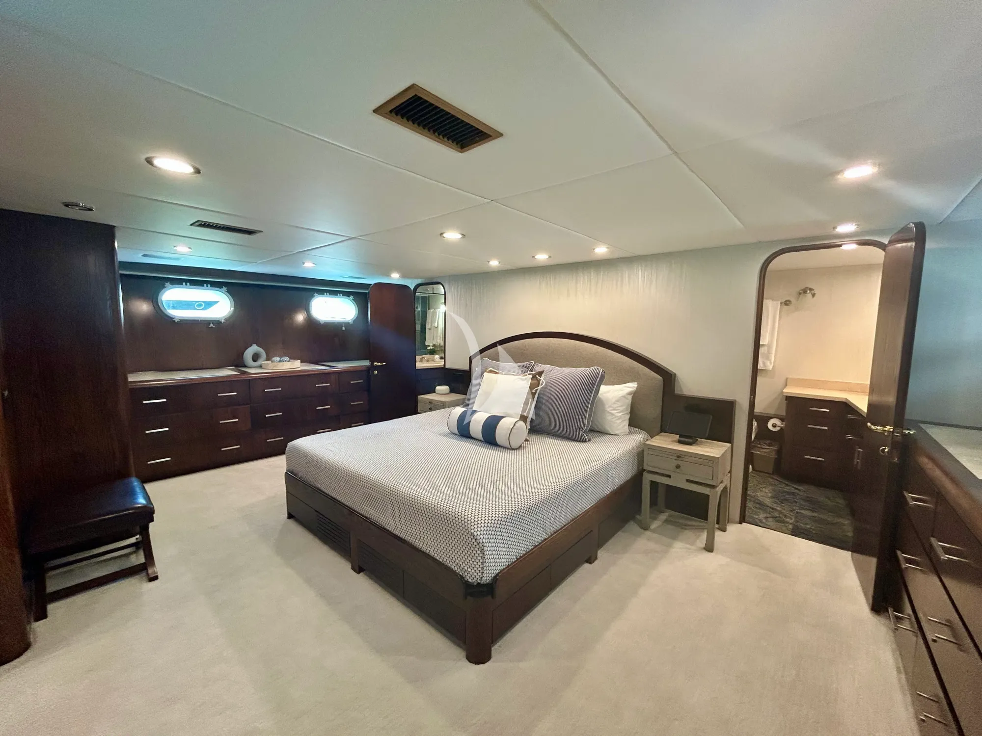 SKY Broward Marine 35m - master cabin wide shot
