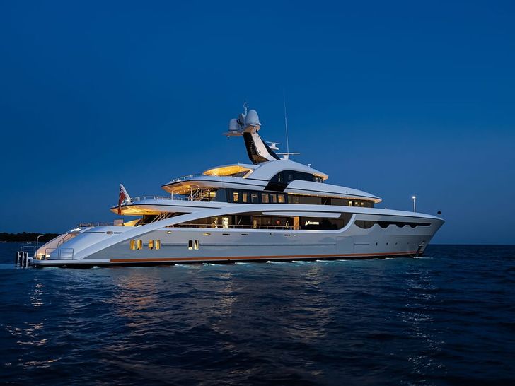 SOARING Abeking Rasmussen 68m at night