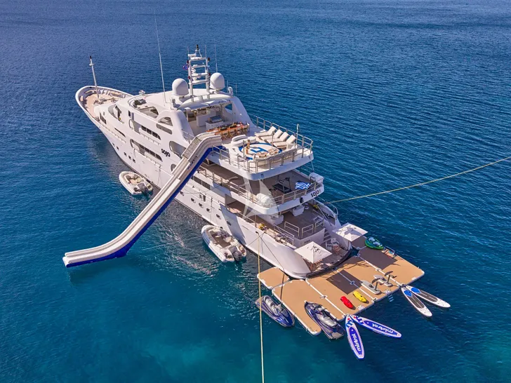 SOJO Benetti 54m - aerial shot with the water toys SOJO Benetti 54m - aerial shot with the water toys