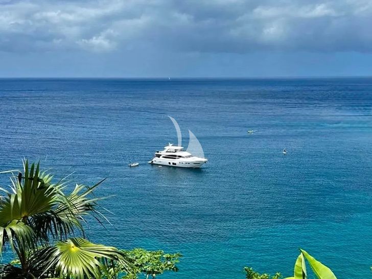 SORANA Princess 75 - anchored near an island SORANA Princess 75 - anchored near an island