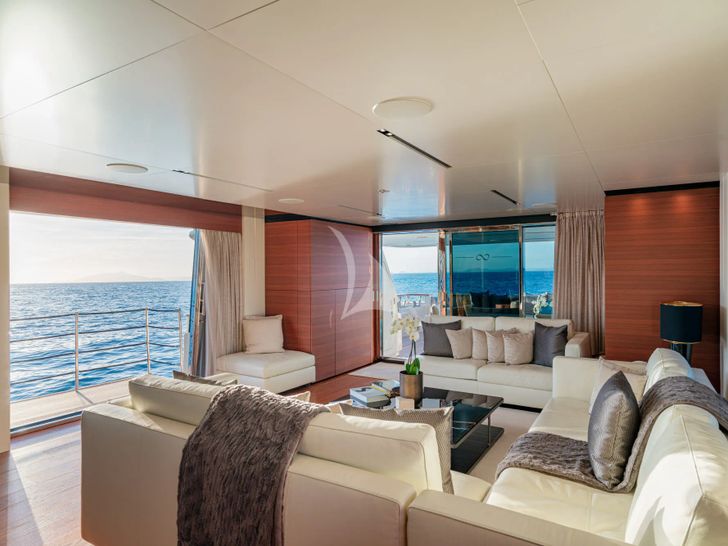 SOUTH Ferretti Custom Line Navetta 33 - main saloon seating area SOUTH Ferretti Custom Line Navetta 33 - main saloon seating area