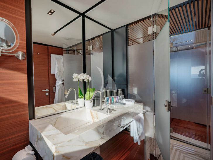 SOUTH Ferretti Custom Line Navetta 33 - master cabin bathroom SOUTH Ferretti Custom Line Navetta 33 - master cabin bathroom