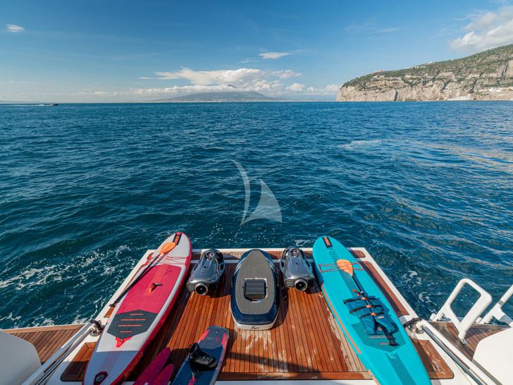 SOUTH Ferretti Custom Line Navetta 33 - swimming platform with the water toys SOUTH Ferretti Custom Line Navetta 33 - swimming platform with the water toys
