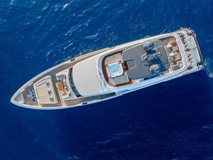 SOUTH Ferretti Custom Line Navetta 33 - top aerial shot SOUTH Ferretti Custom Line Navetta 33 - top aerial shot