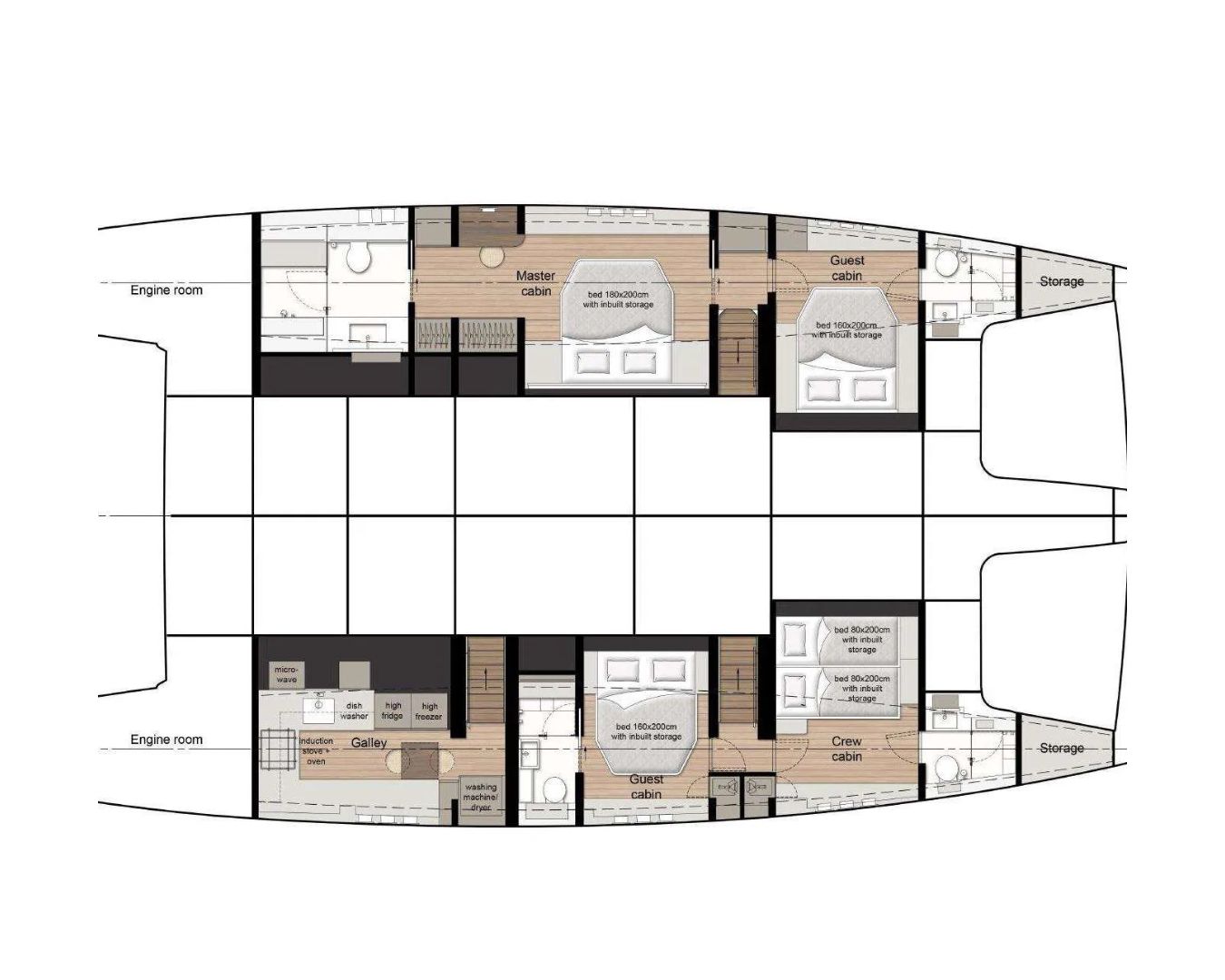 SPICE OF LIFE Sunreef 60 - cabin layout