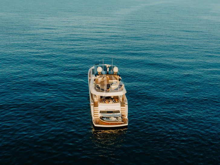 STARDUST OF MARY Sunseeker 86 - aft aerial shot STARDUST OF MARY Sunseeker 86 - aft aerial shot