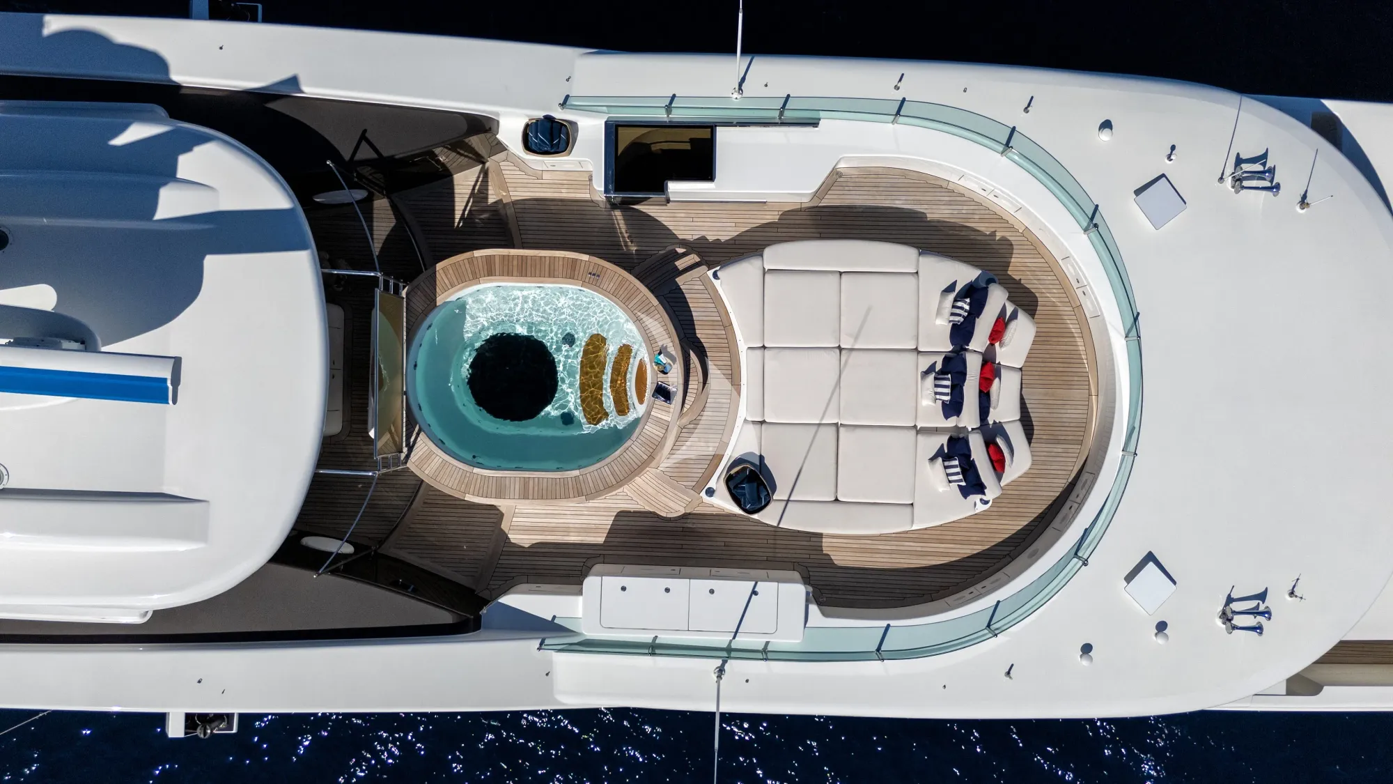 ST DAVID Benetti 60m - top sundeck shot with the jacuzzi and sunbathing area