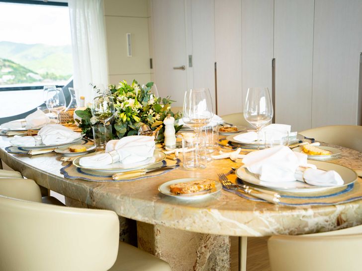 STELLAMAR Cantierre Delle Marche RJ115 indoor dining area STELLAMAR Cantierre Delle Marche RJ115 indoor dining area
