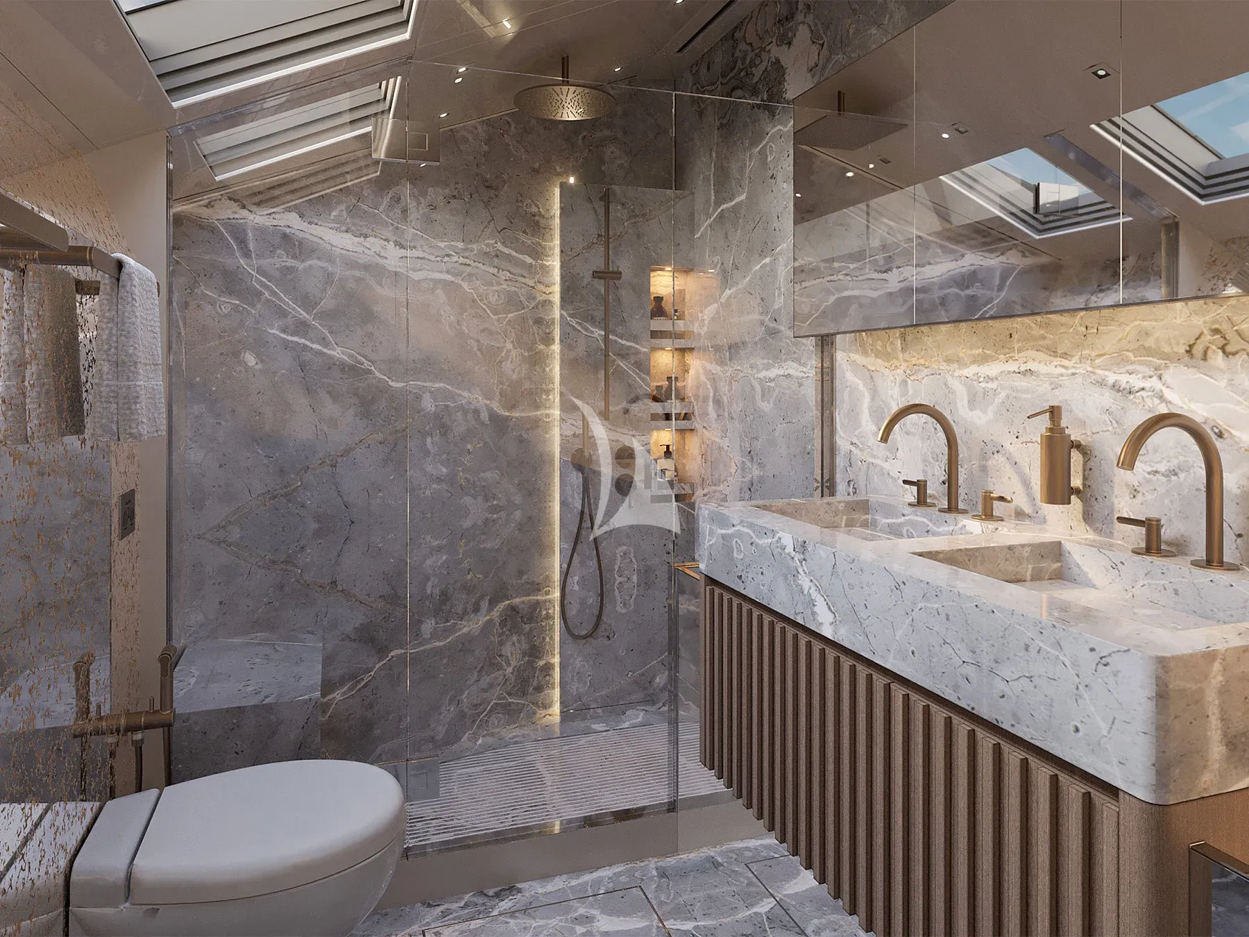 SUITU Sanlorenzo SL90A - master cabin bathroom