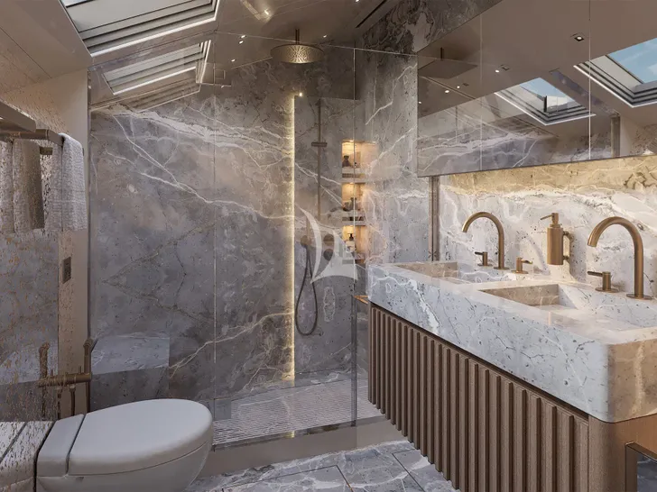 SUITU Sanlorenzo SL90A - master cabin bathroom SUITU Sanlorenzo SL90A - master cabin bathroom