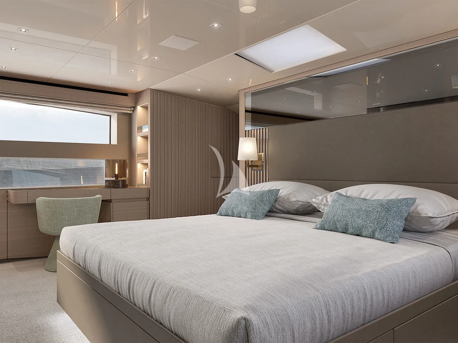 SUITU Sanlorenzo SL90A - master cabin bed