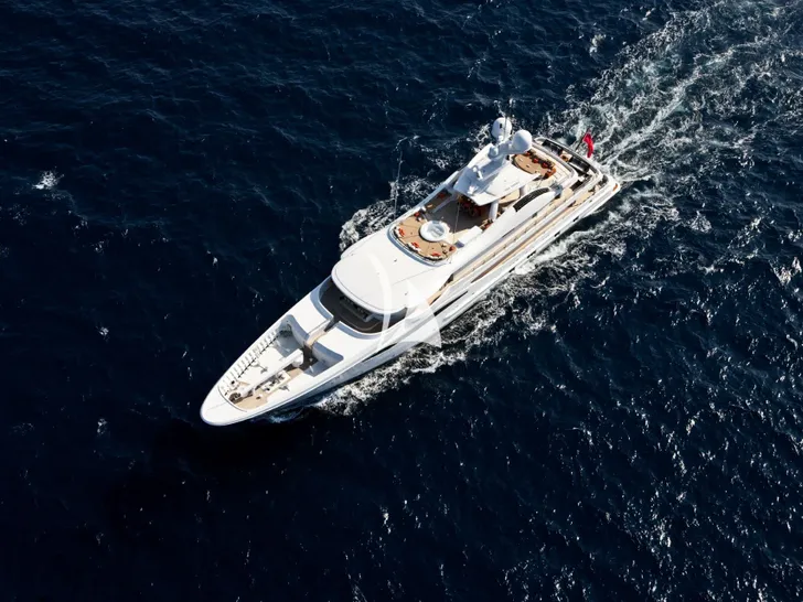 SWEET MARYI Amels 171 - aerial shot cruising SWEET MARYI Amels 171 - aerial shot cruising