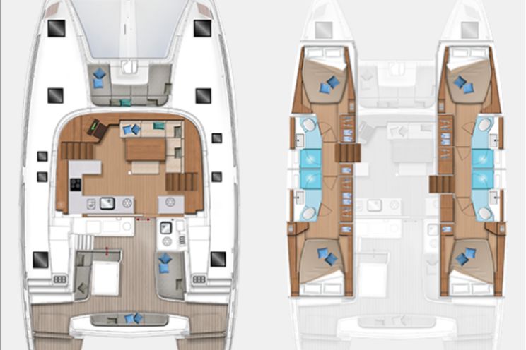 Layout for AQUARIUS - Lagoon 46, catamaran yacht layout