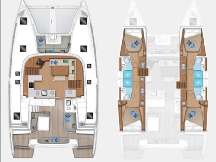 LUNA - Lagoon 46,catamaran yacht layout