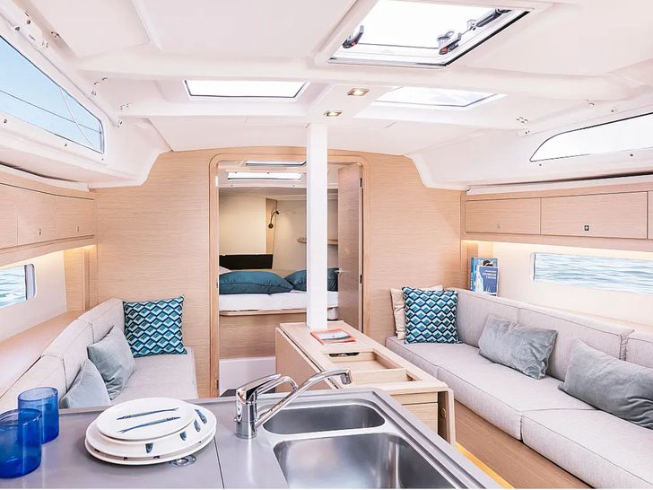 Dufour 37 - interior seating and gally Dufour 37 - interior seating and gally