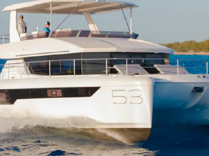 Leopard 53 - cruising bow view Leopard 53 - cruising bow view